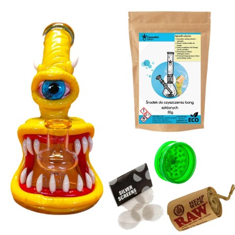 Bongo szklane "Alien Yellow" + zestaw 4 akcesoriów Bongo szklane "Alien Yellow" + zestaw 4 akcesoriów